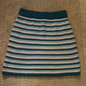blue and white sweater knit skirt